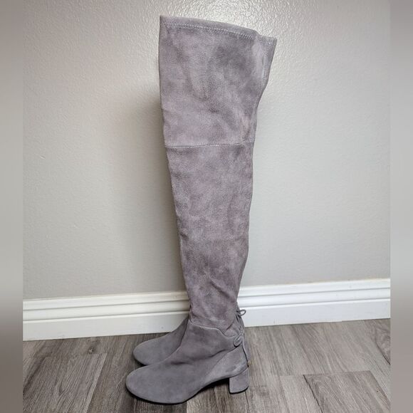 Tory Burch Laila Light Gray Suede Stretch Over-the-Knee Boots Womens 6 - Picture 5 of 11